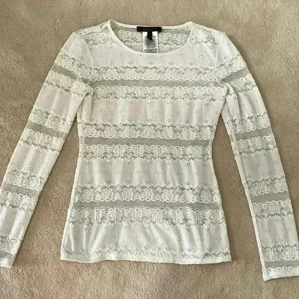 BCBG MAX AZRIA white lace long  sleeve